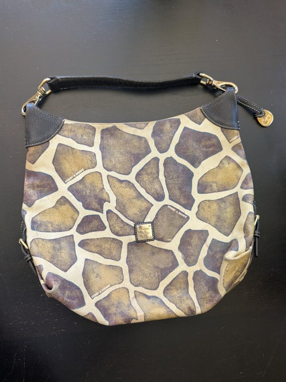 Dooney & Bourke Serengeti Giraffe Print Textured Leather Hobo Shoulder Bag Purse
